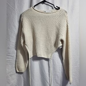Zara Cream Knit Sweater, Size Small